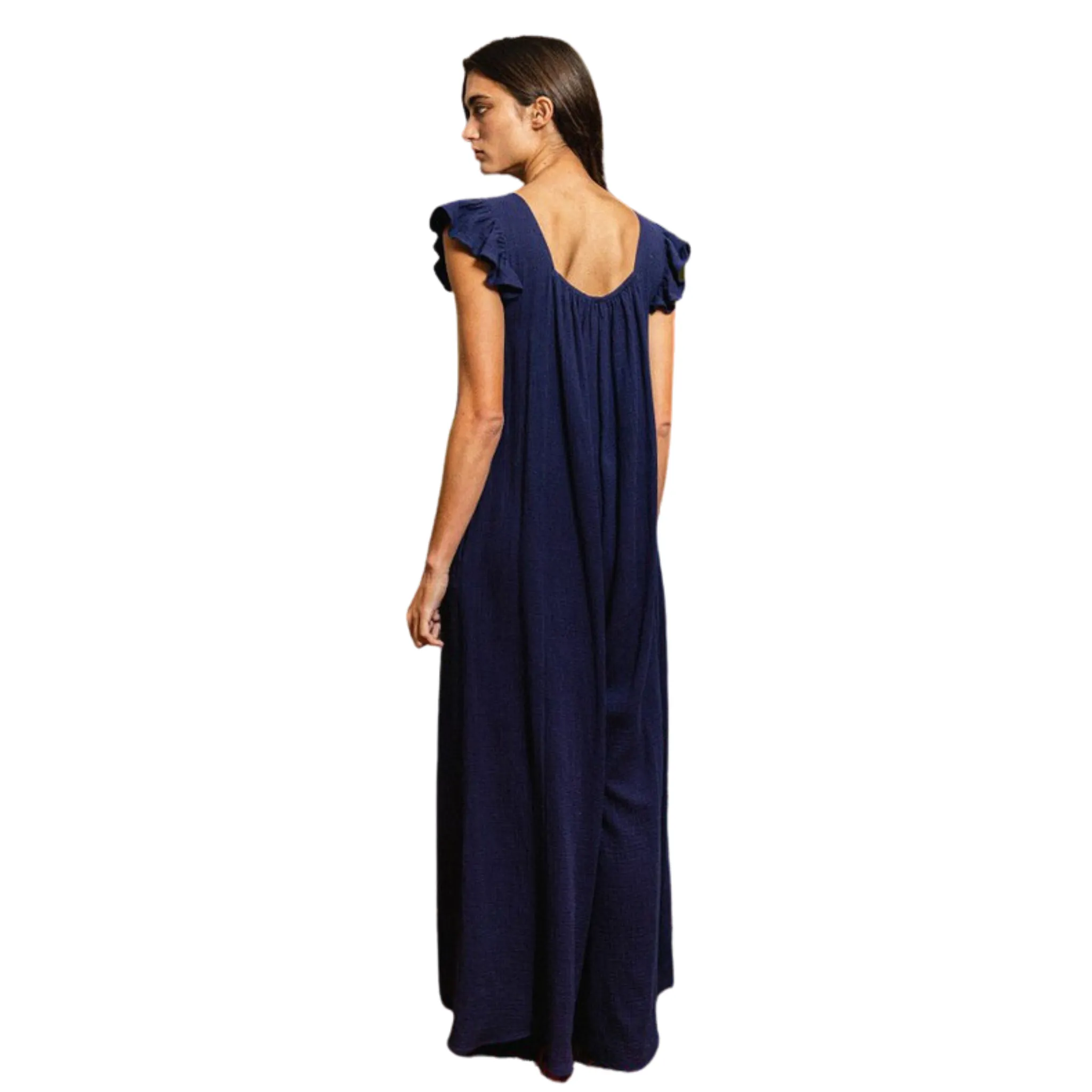 Ruffled Sleeve Wide Leg Jumpsuit