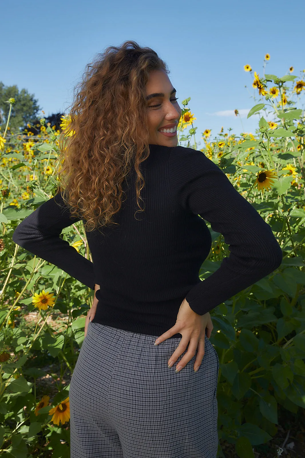 Sadie Crewneck Top in Black