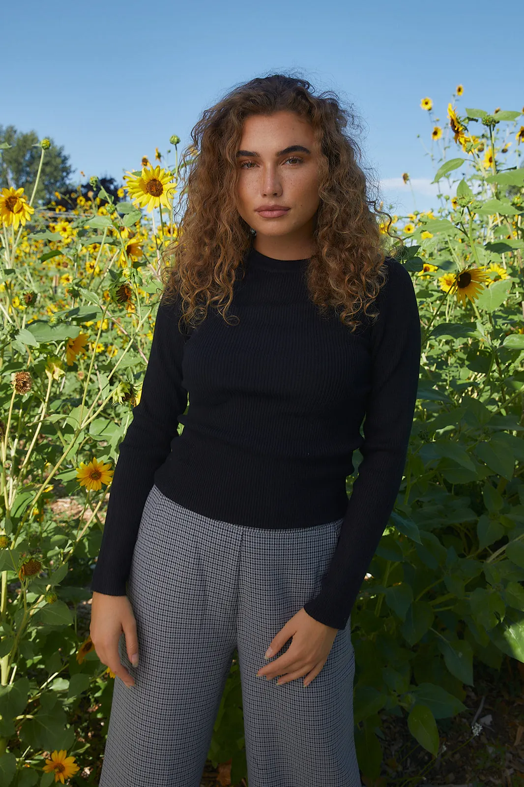 Sadie Crewneck Top in Black