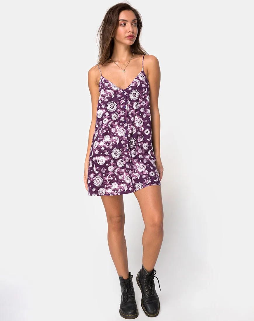 Sanna Slip Dress in Purple Zodiac