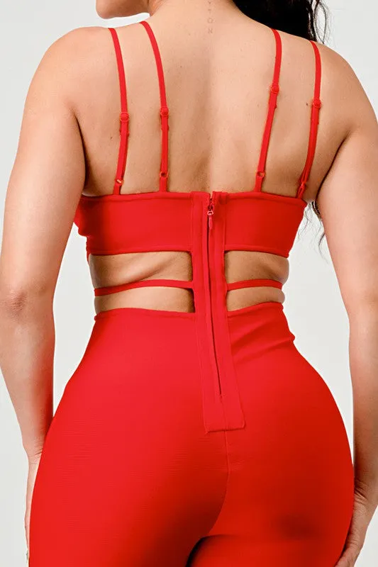 Seeing Red- Bodycon Fitted Red Jumpsuit