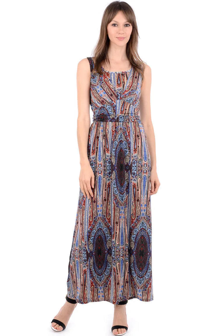 Silk Look Paisley Print Maxi Dress