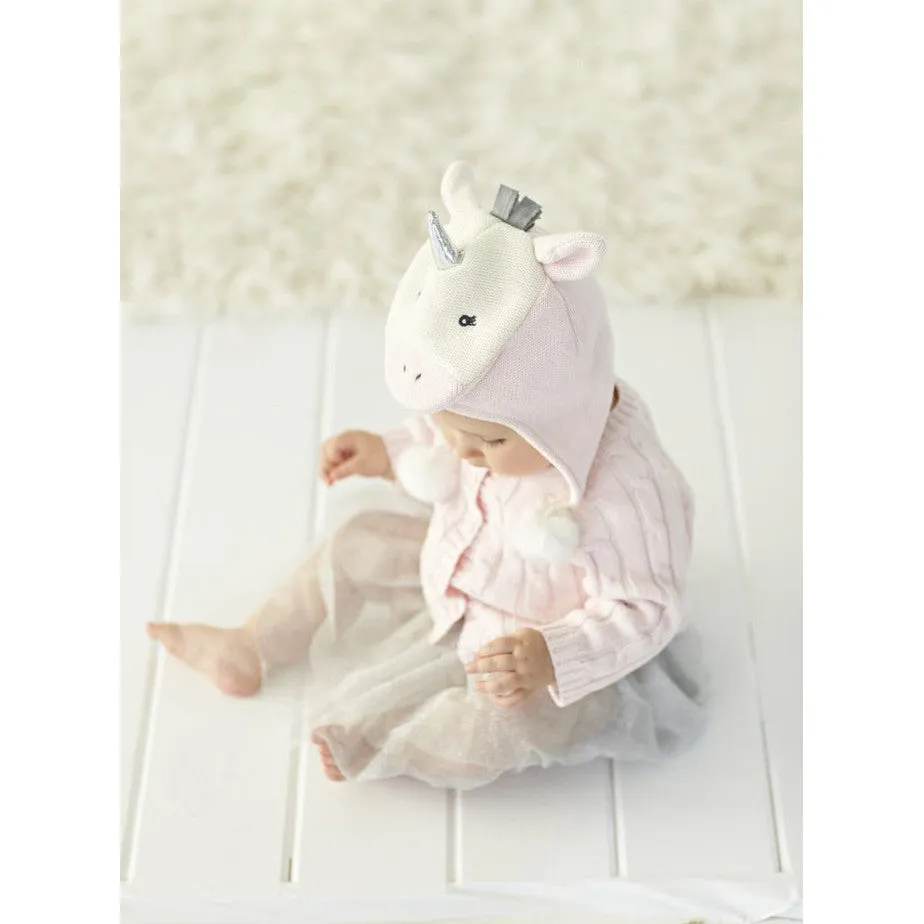 Soft Pink Unicorn Aviator Hat  (Fits Sizes 0-12M)