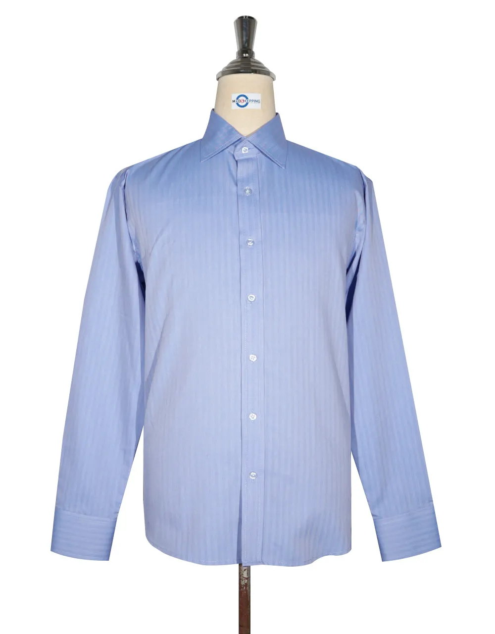 Spread Collar Shirt - Royal Blue Herringbone Spread Collar Shirts