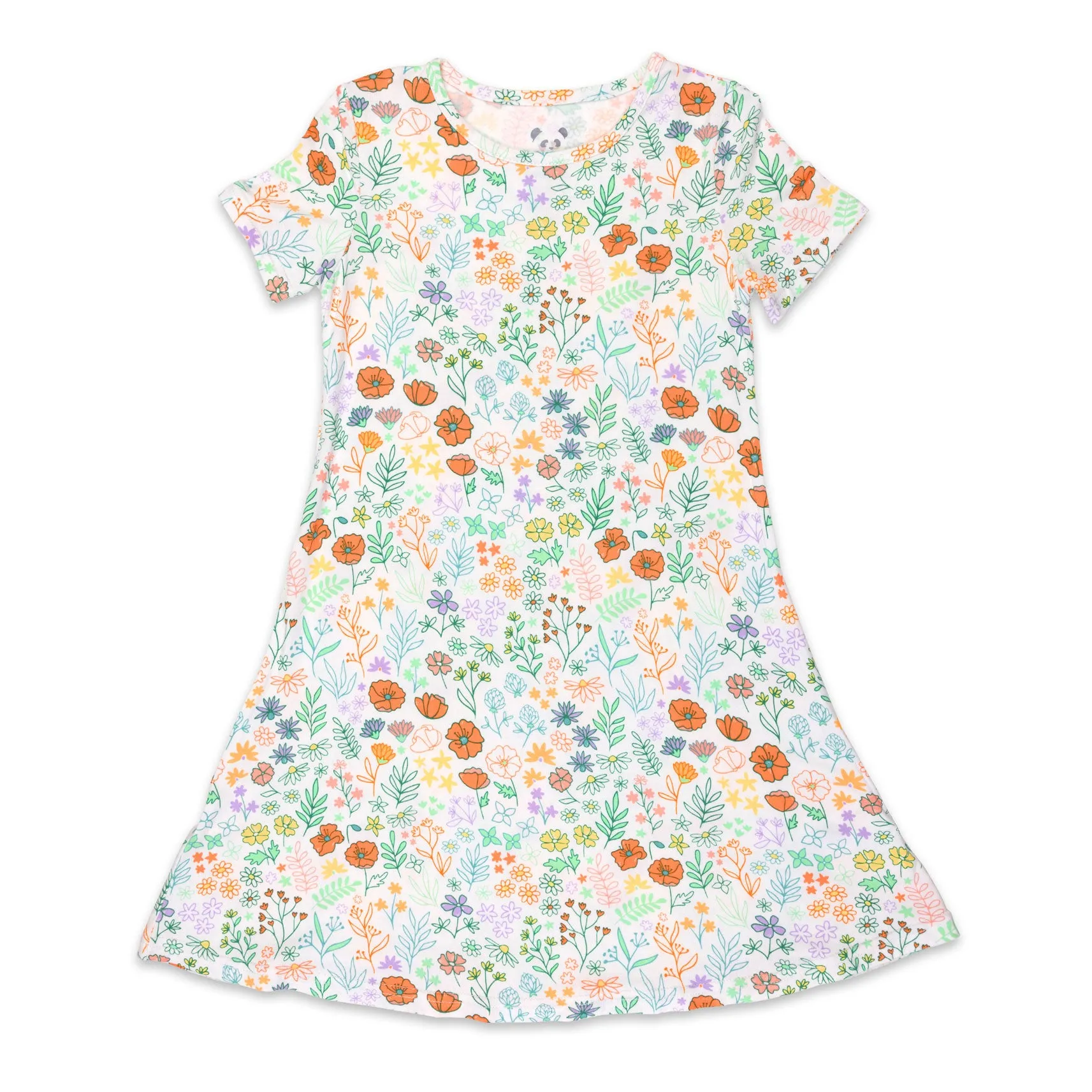 Summer Floral Bamboo Girls' Short Sleeve Dress