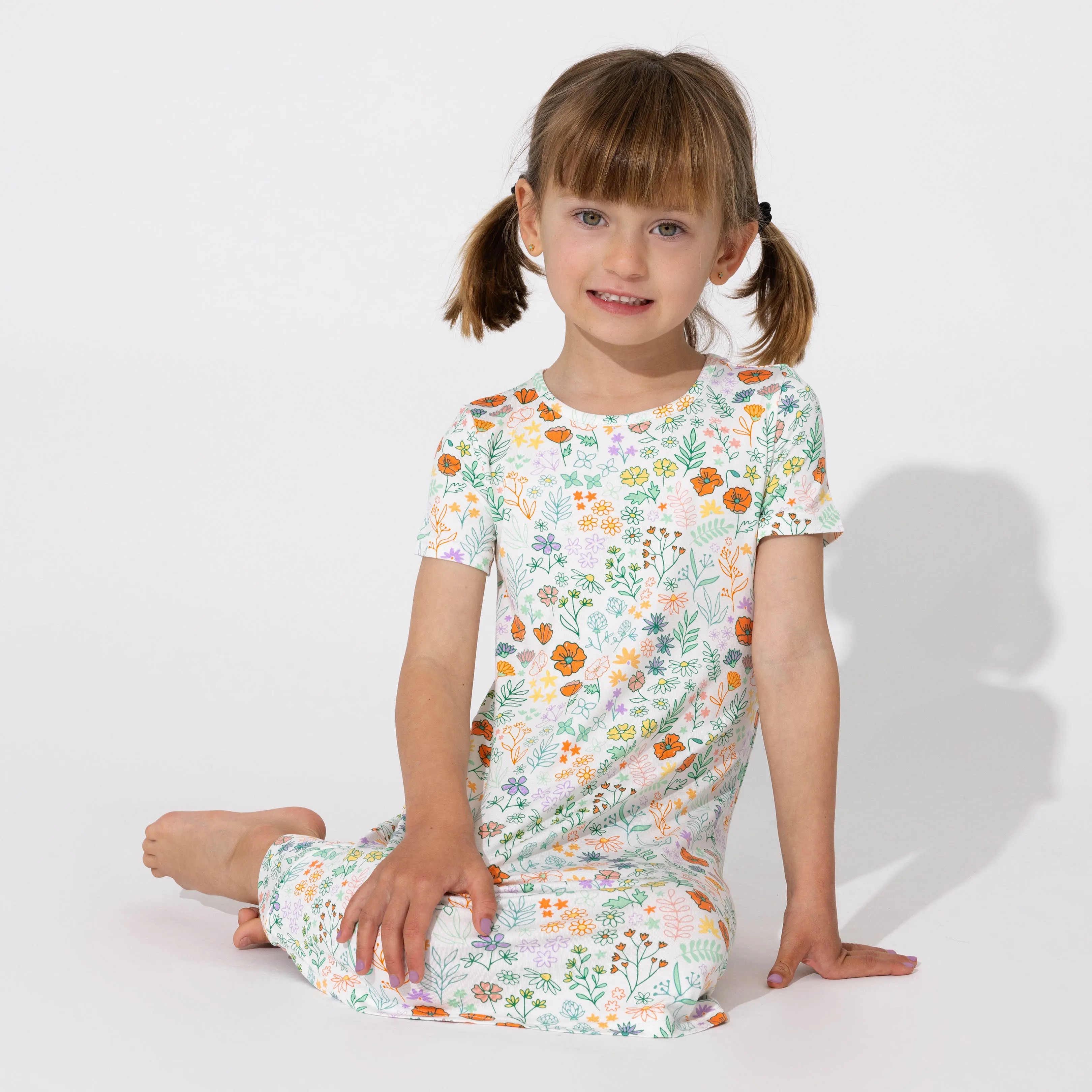 Summer Floral Bamboo Girls' Short Sleeve Dress