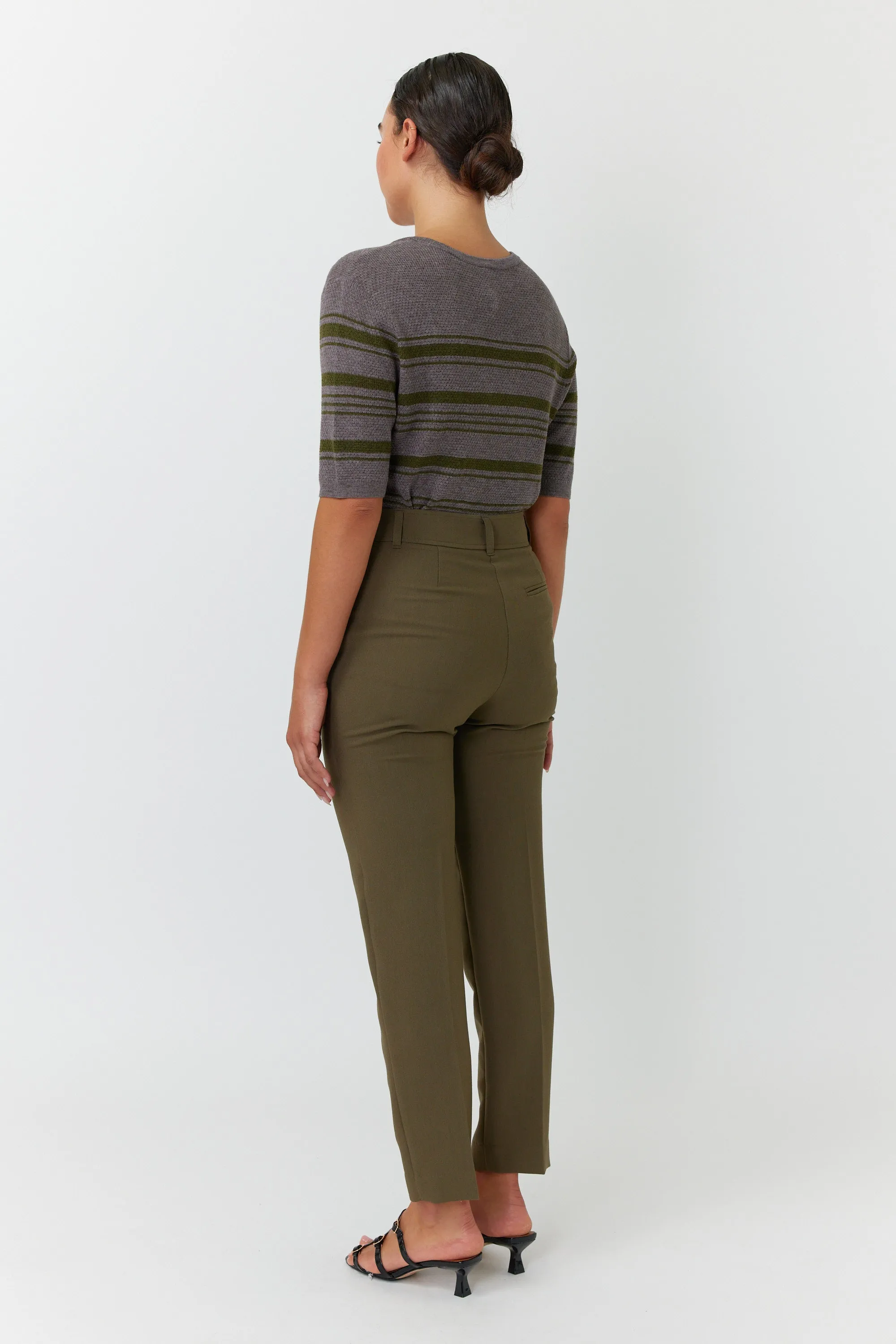 Sylvester Waffle Stripe Top - Olive