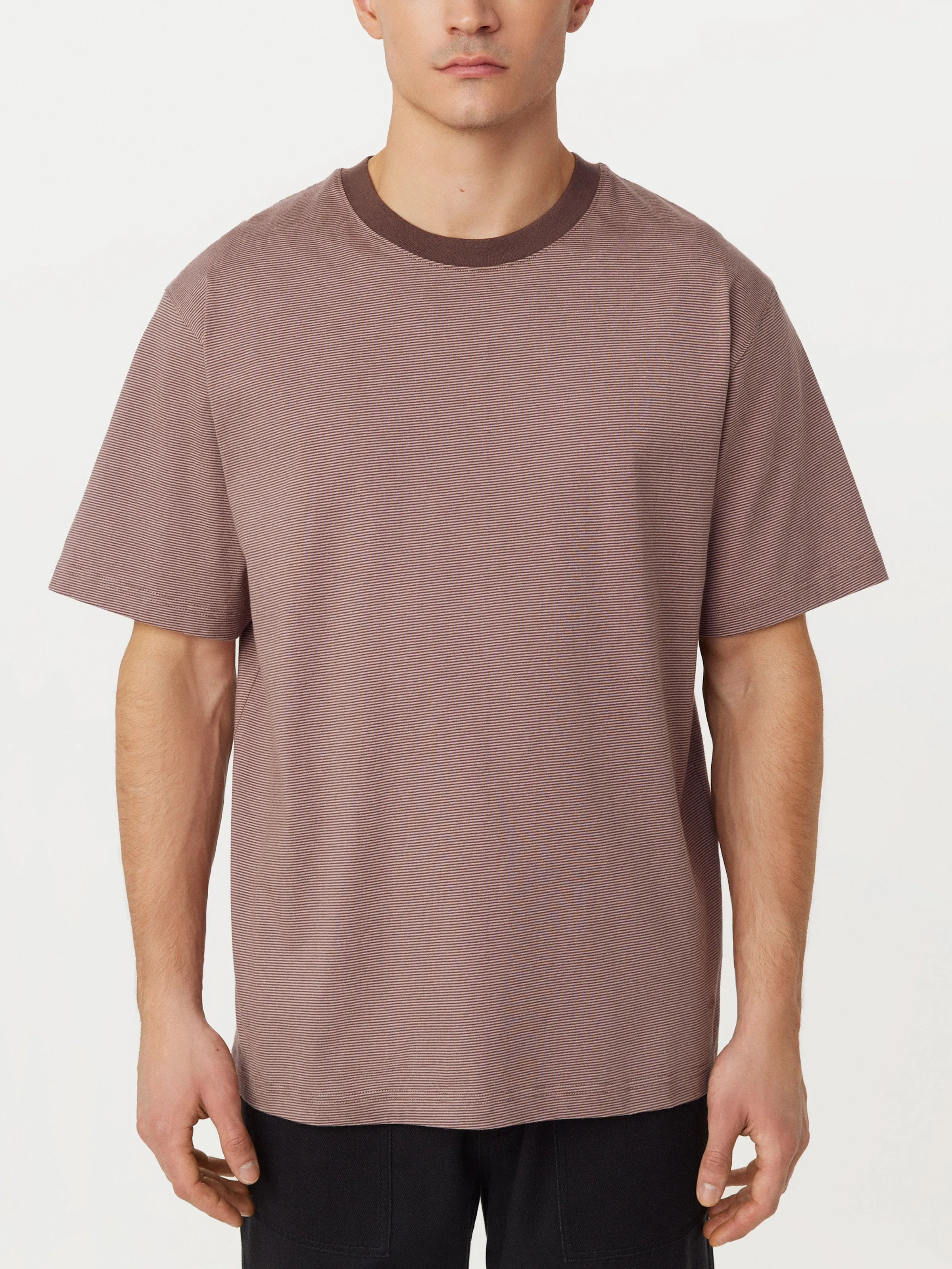 The Striped Boxy T-Shirt in Dark Clay