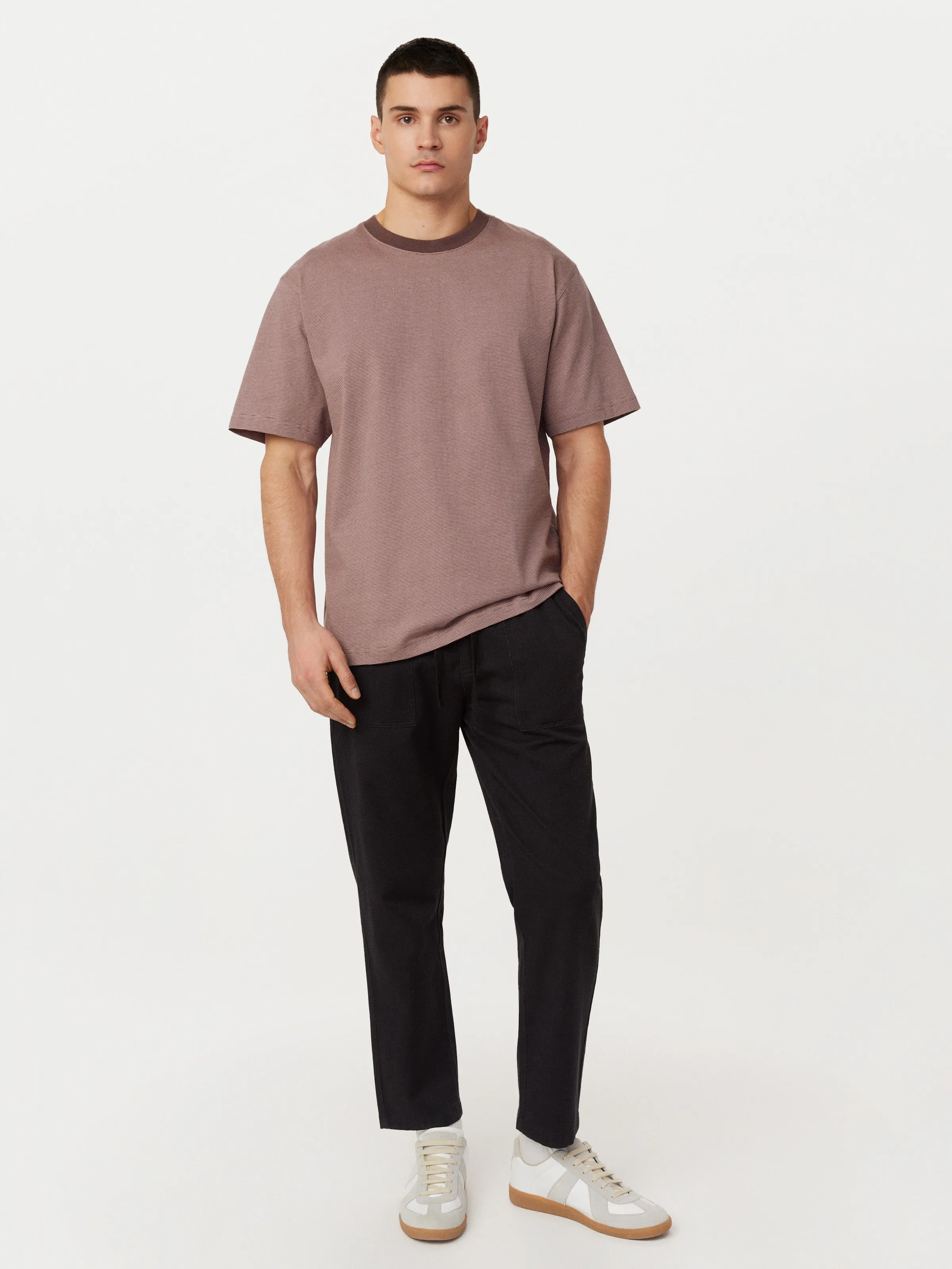 The Striped Boxy T-Shirt in Dark Clay