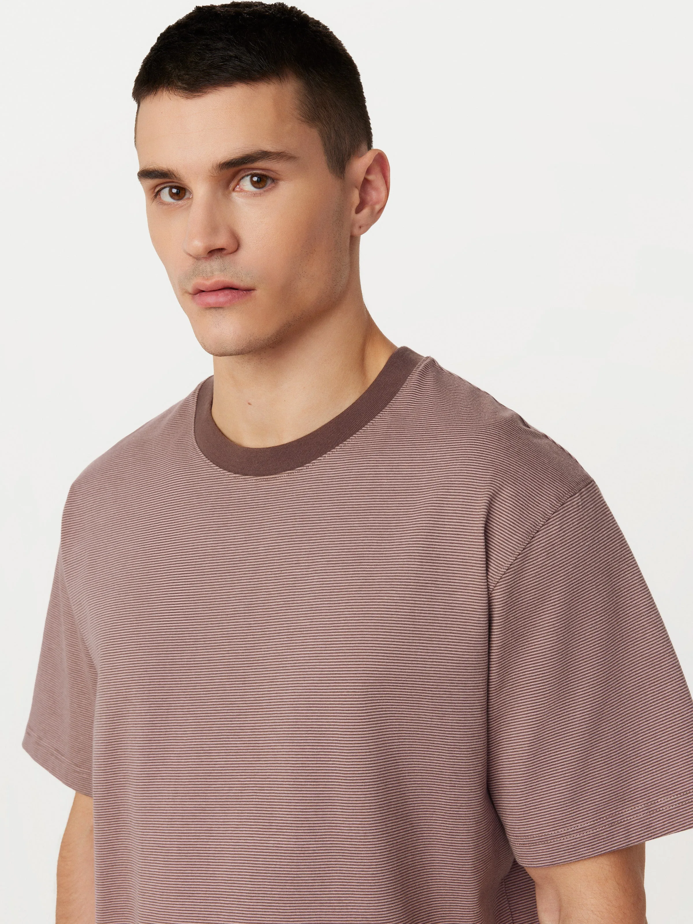 The Striped Boxy T-Shirt in Dark Clay