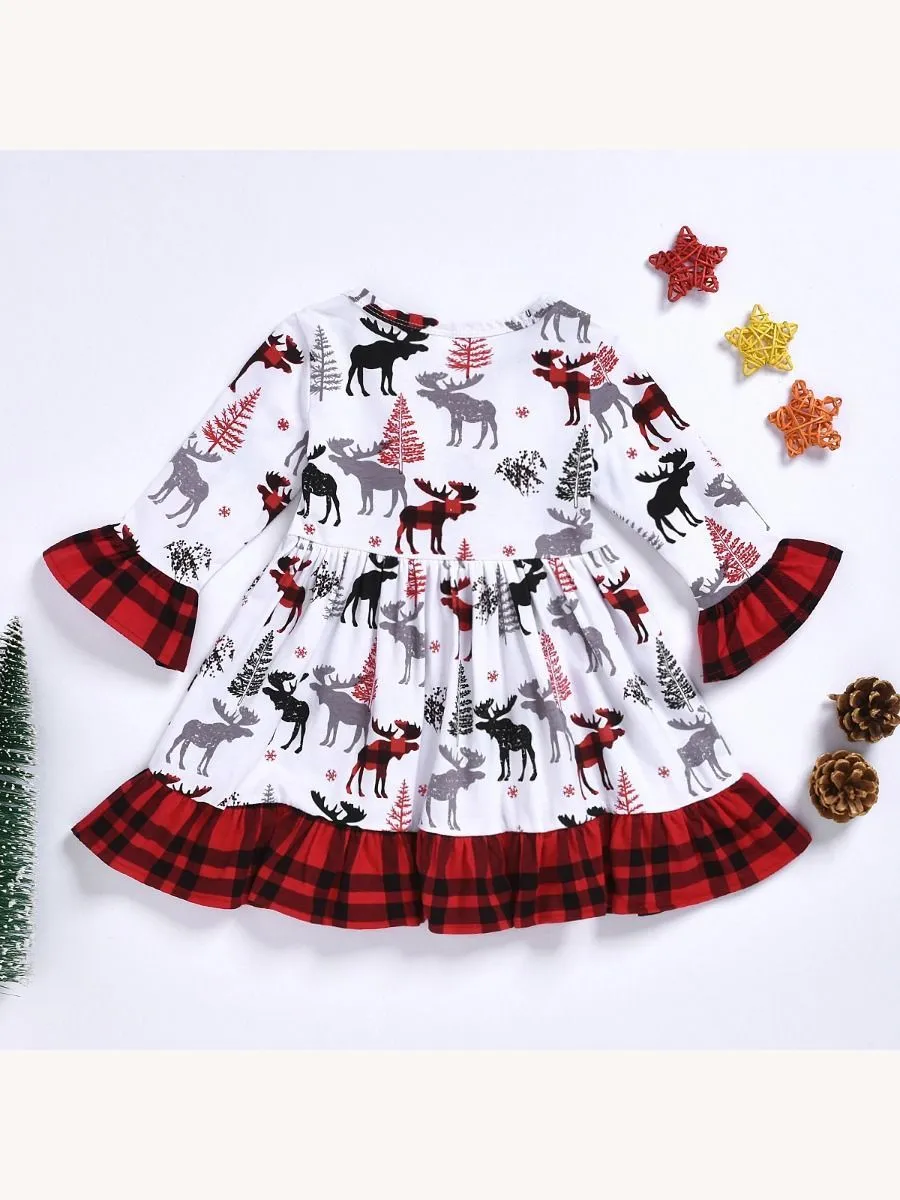 Toddler Girl Christmas Reindeer Dress