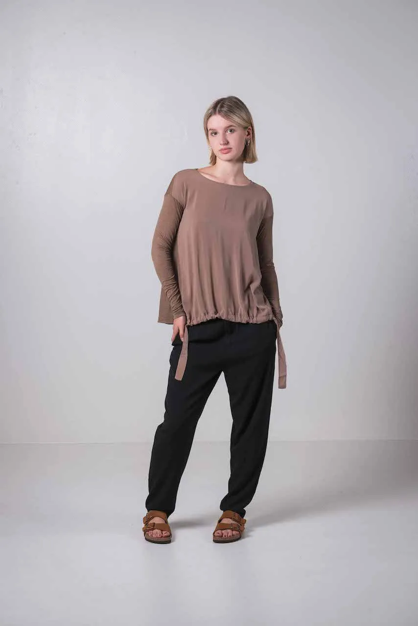 Transit Par Such Caramel Drawstring Top