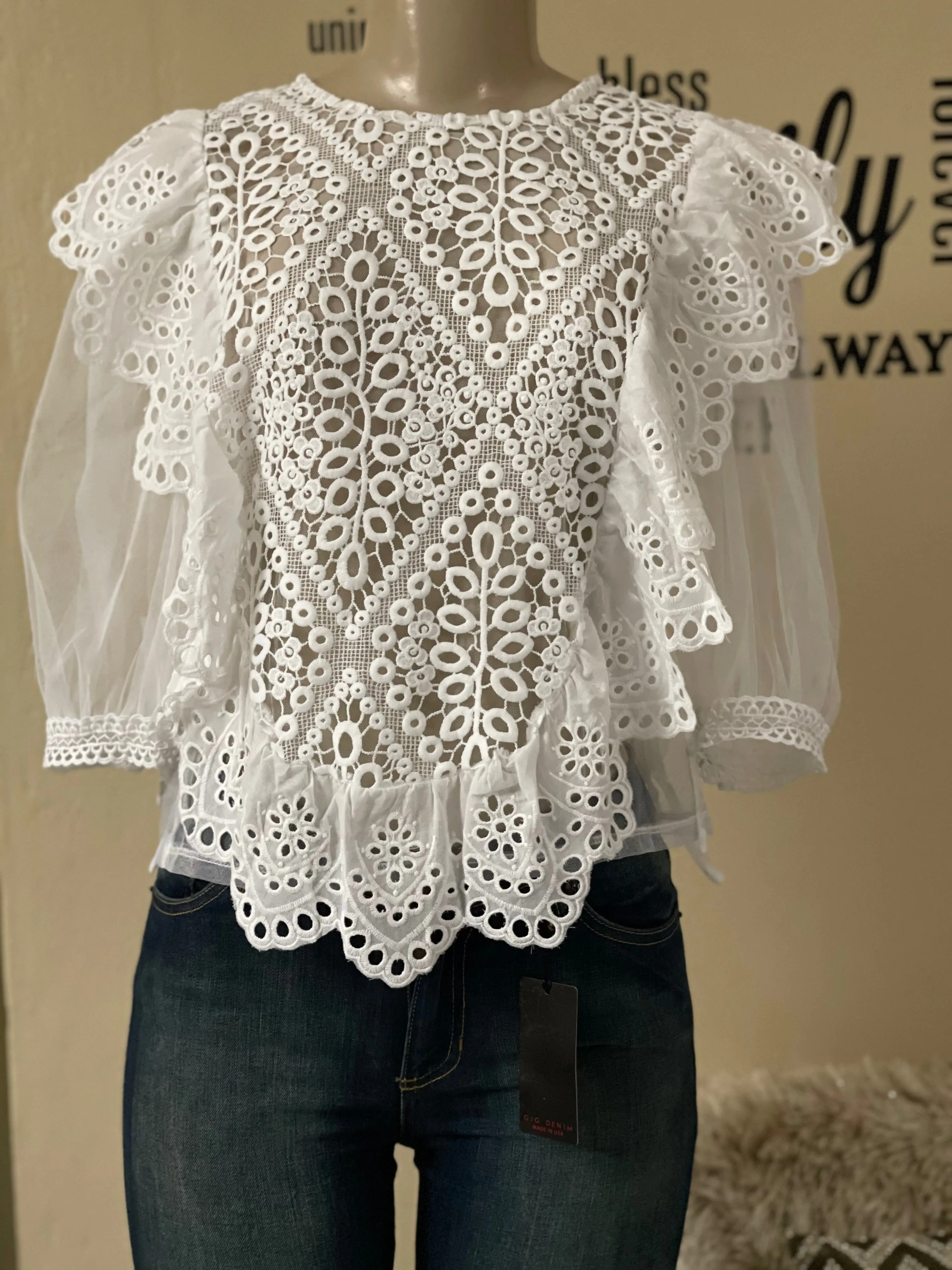 TX6322 crochet double layer top