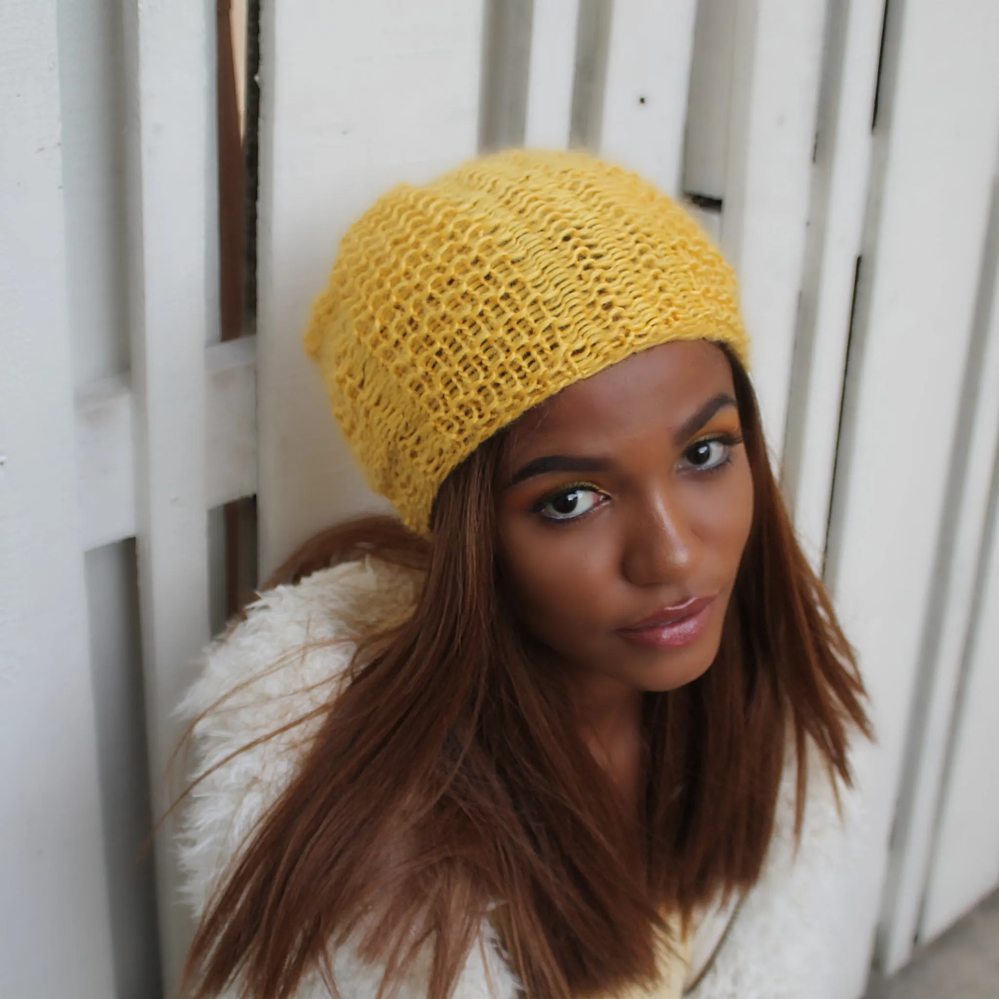 Waffle Rib Stitch Slouchy Hat Pattern