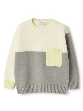 White Grey Color Block Sweater