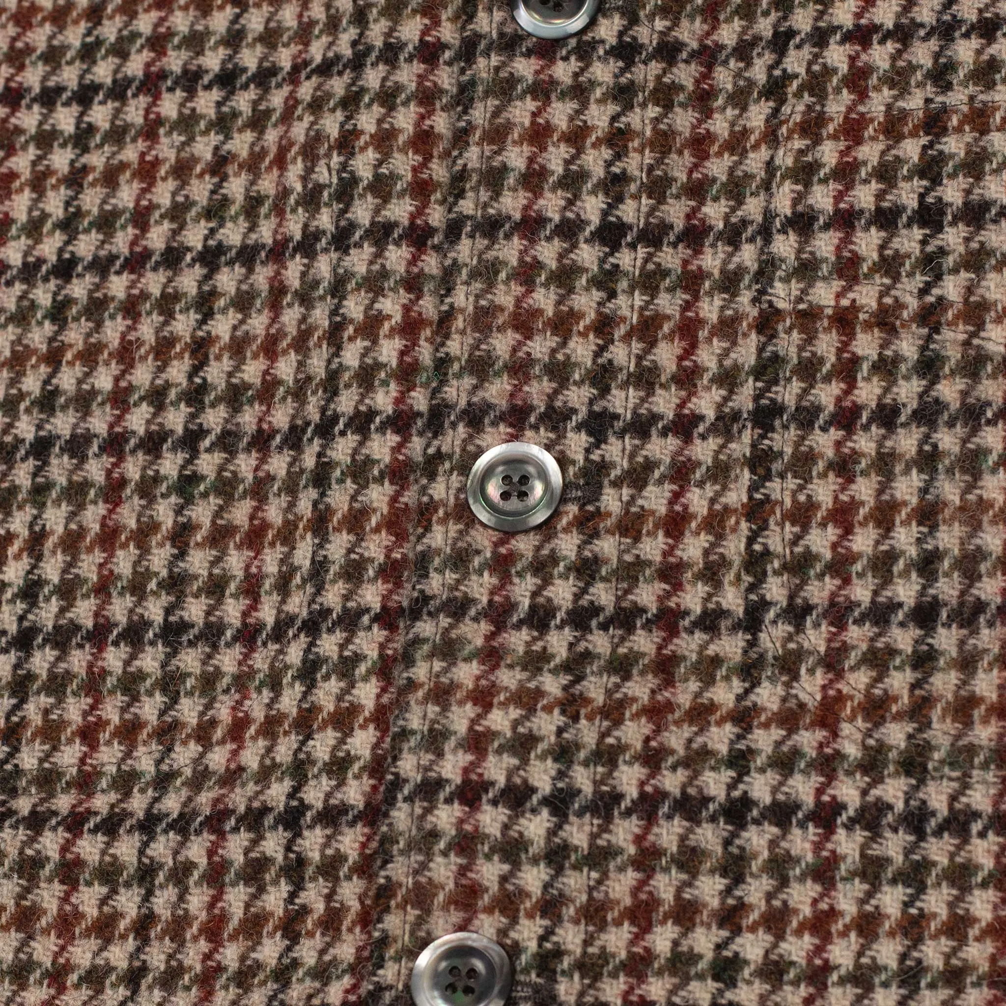 Winter Plage coat in beige, rust and green Harris Tweed wool