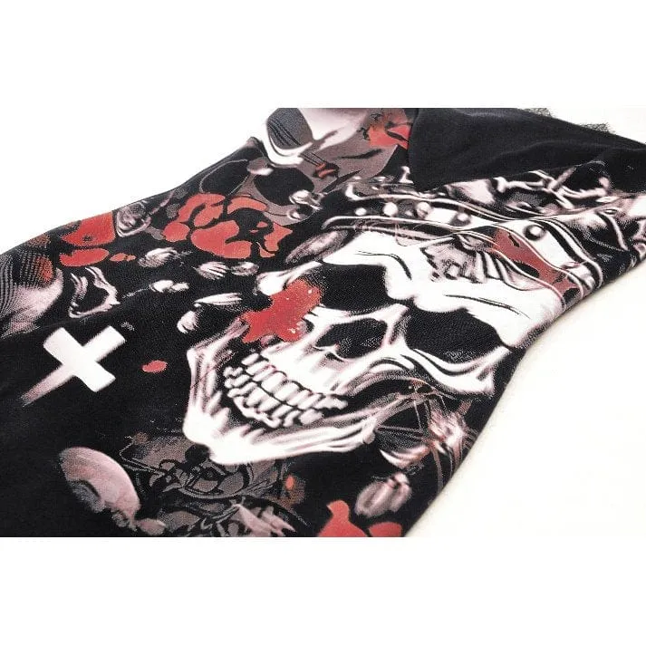 Women's Gothic Skull Printed Witch Slip Dress