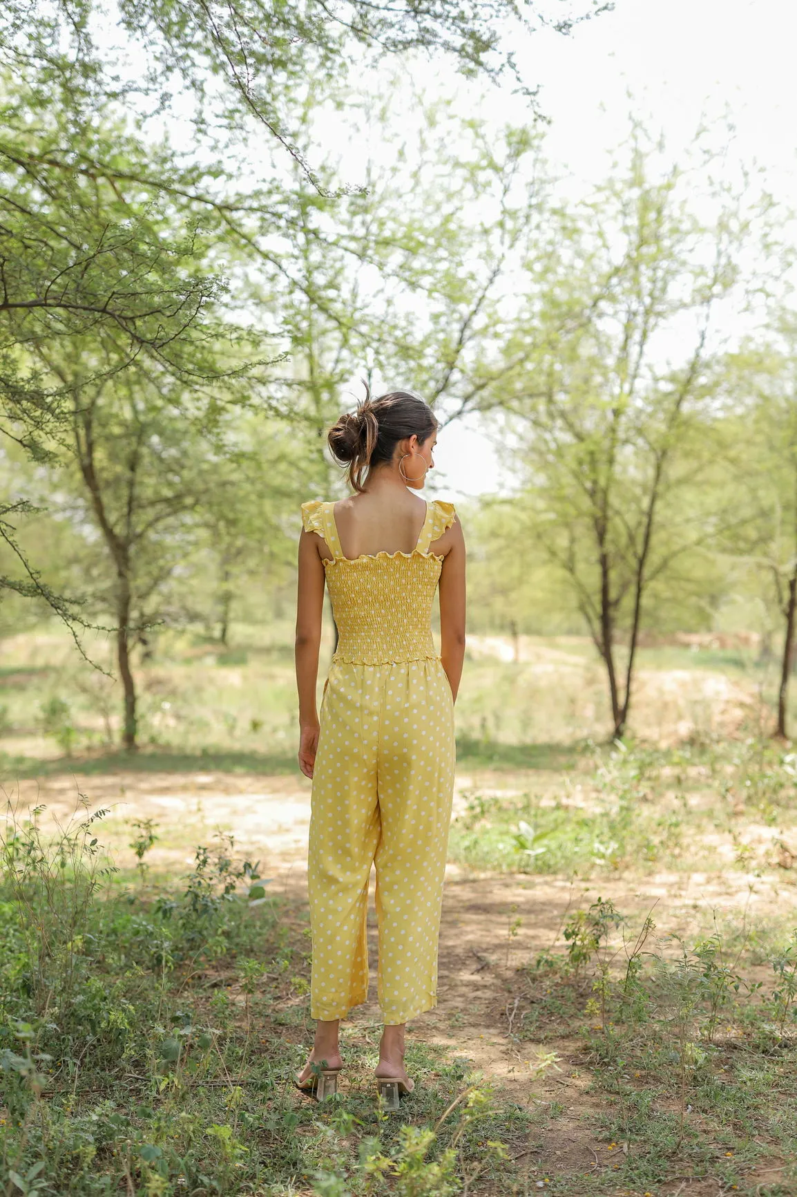 YELLOW POLKA DOT JUMPSUIT