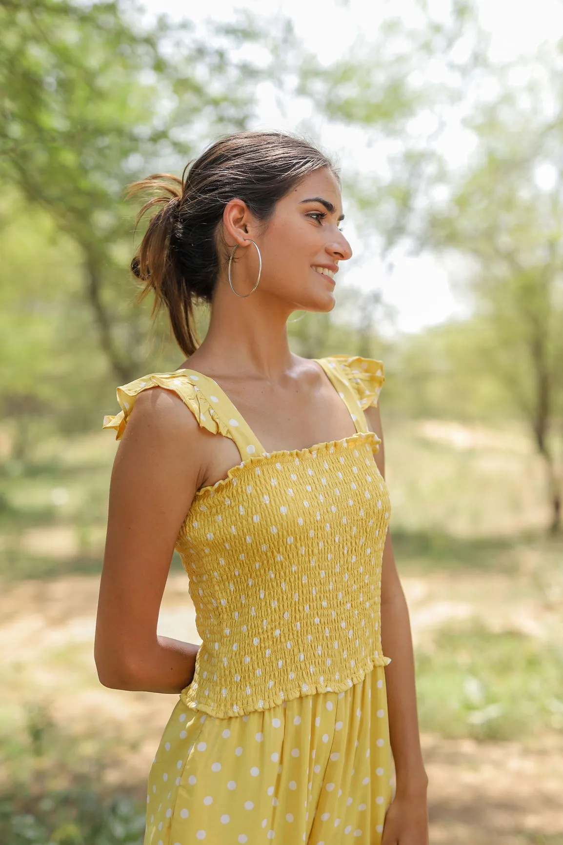 YELLOW POLKA DOT JUMPSUIT